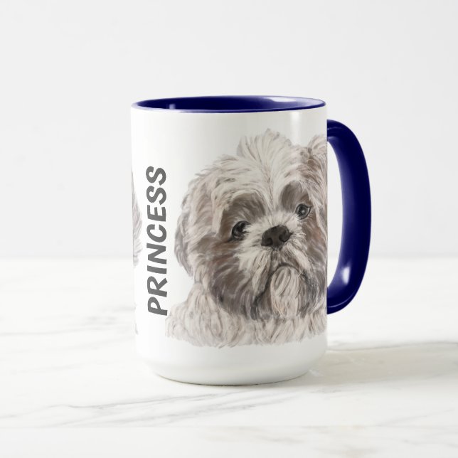 Aquarelle Shih Tzu Personnalisée Mug (Devant droit)