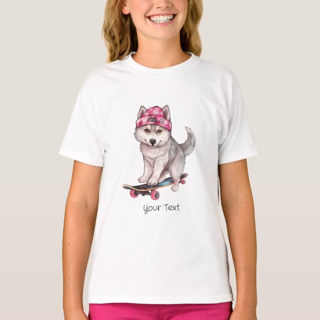 Aquarelle Sibérienne Husky Girl T-shirt (Devant)