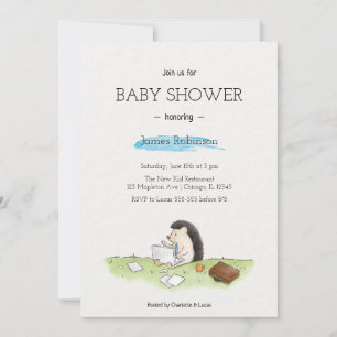 Aquarelle simple pour bébé garçon Invitation
