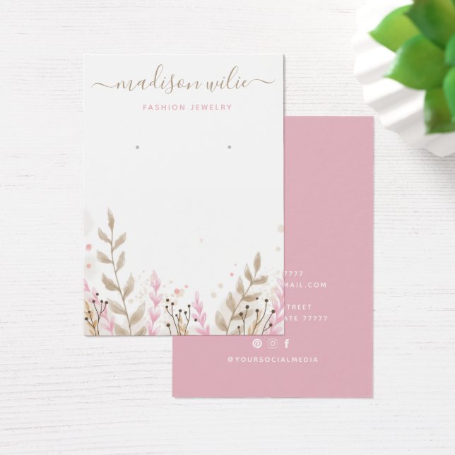 Aquarelle simple rose moderne Boucles d'oreilles f (Bureau)