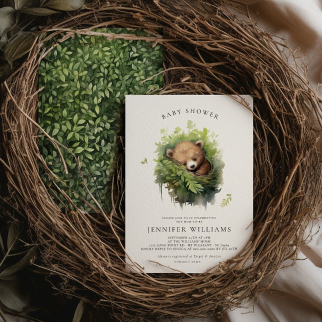 Aquarelle Sleeping Bear Baby shower Invitation (Créateur téléchargé)