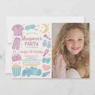 Aquarelle Sleepover Invitation d'anniversaire pour