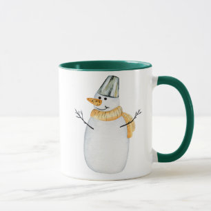 Aquarelle Snowman Green Christmas Coffee Mug