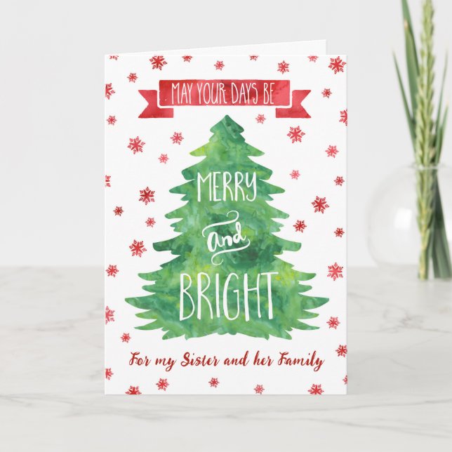 Aquarelle Soeur & Famille Joyeuse Carte de Noël (Devant)