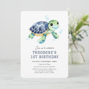 Aquarelle Sous la mer 1ère invitation anniversaire