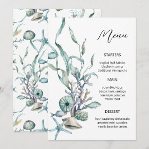 Aquarelle Sous la Mer Méduse Récif de Corail Menu