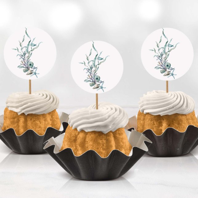 Aquarelle sous mer Stickers méduses (Stickers being used as cup cake toppers with toothpicks)
