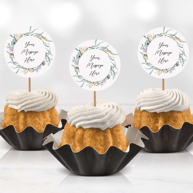 Aquarelle sous mer Stickers méduses (Stickers being used as cup cake toppers with toothpicks)