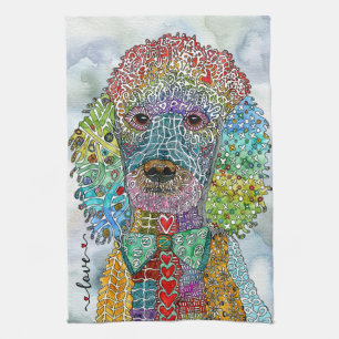 Aquarelle Standard Peinture Poodle Serviette de cu