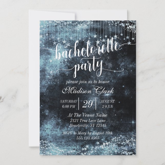 Aquarelle Starry Bachelorette Party Invitation (Devant)