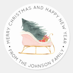 Aquarelle Stickers Arbre de Noël Étiquettes