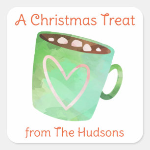 Aquarelle Stickers Cadeaux Chocolat Chaud Noël
