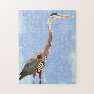 Aquarelle Style Great Heron Sea Bird Puzzle