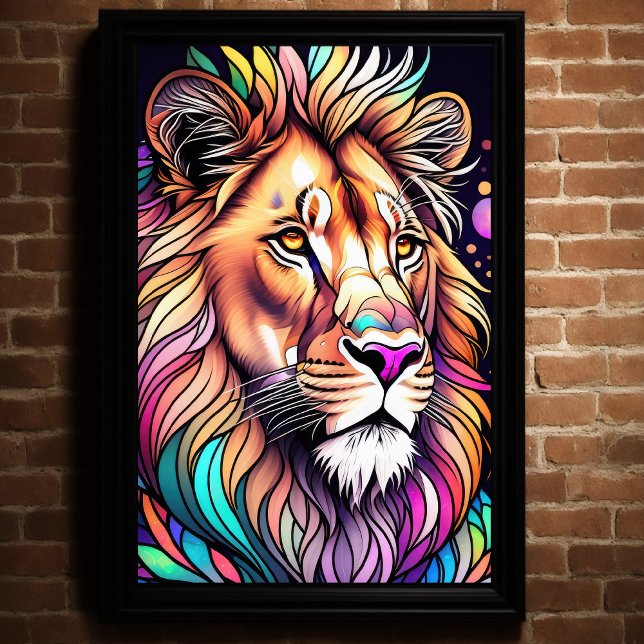 Aquarelle Style verre tendu Lion 2:3 Poster (Créateur téléchargé)
