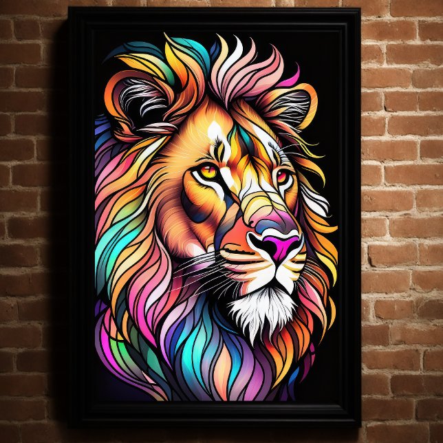 Aquarelle Style verre tendu Lion 2:3 Poster (Créateur téléchargé)