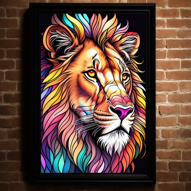 Aquarelle Style verre tendu Lion 2:3 Poster (Créateur téléchargé)