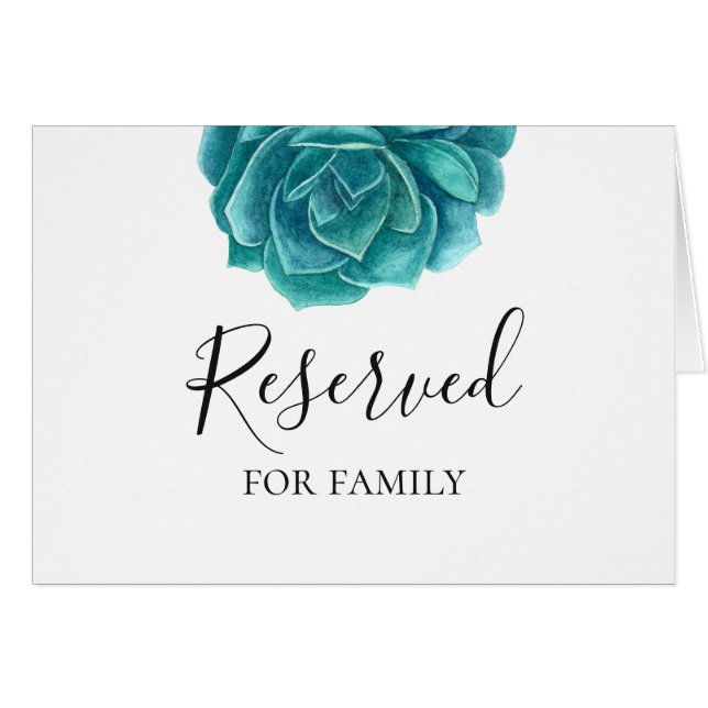Aquarelle succulent signe réservé. mariage turquoi (Devant Horizontal)