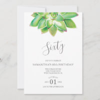 Aquarelle Succulente 60e Invitation anniversaire