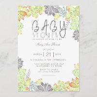 Aquarelle Succulente Bliss | INVITATION BABY SHOWE