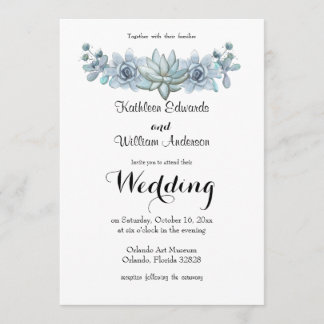Aquarelle Succulente et Faire-part de mariage à fl