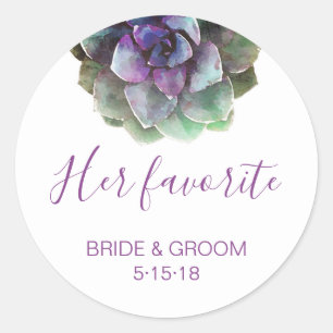Aquarelle Succulente   Étiquette de mariage favori