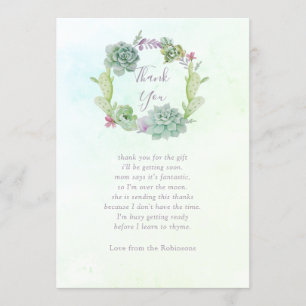 Aquarelle Succulents Baby shower Merci