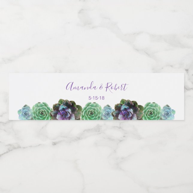 Aquarelle Succulents bouteille d'eau étiquette (Étiquettes simples)