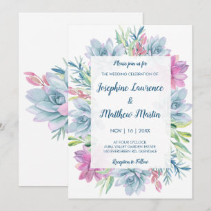 Aquarelle Succulents Invitations de mariage