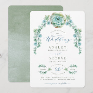 Aquarelle Succulents Jardin Printemps Invitation d