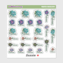 Aquarelle Succulents Nom personnalisé Étiquettes |