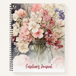 Aquarelle Summer Pink Bouquet Cottagecore Journal