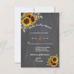 Aquarelle Sunflowers Chalkboard Mariage RSVP