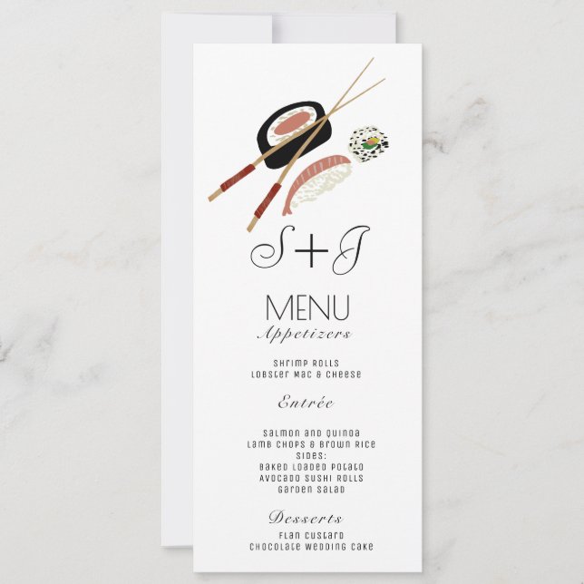 Aquarelle Sushi Roll Japon Asiatique- Menu (Devant)