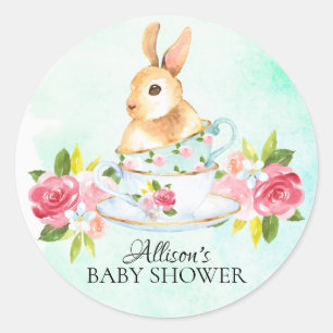 Aquarelle Sweet Bunny Baby Tea Party Sticker