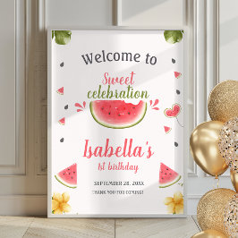 Aquarelle Sweet Girl Fruit Poster de bienvenue