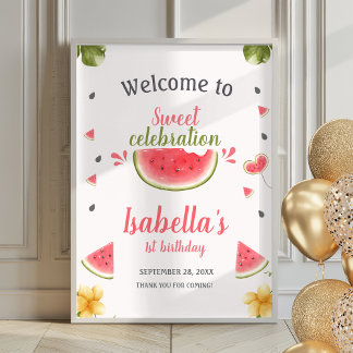 Aquarelle Sweet Girl Fruit Poster de bienvenue