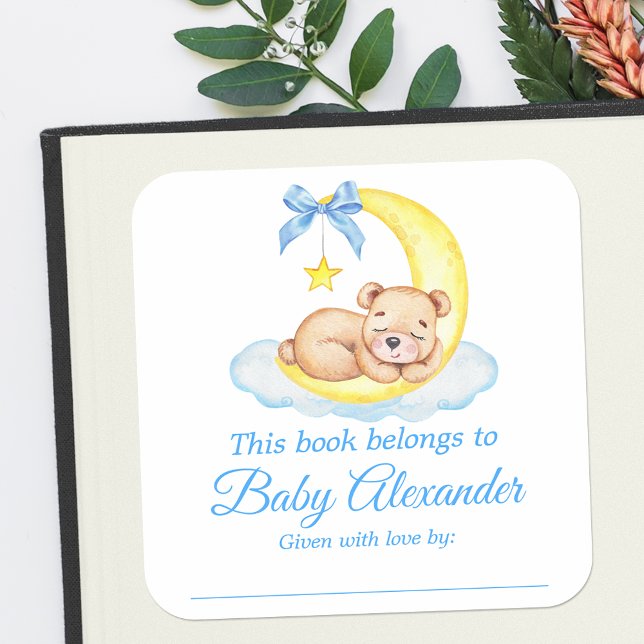 Aquarelle Teddy Baby shower Ours Boite Étiquettes (Customize to change text size, color or text style.)
