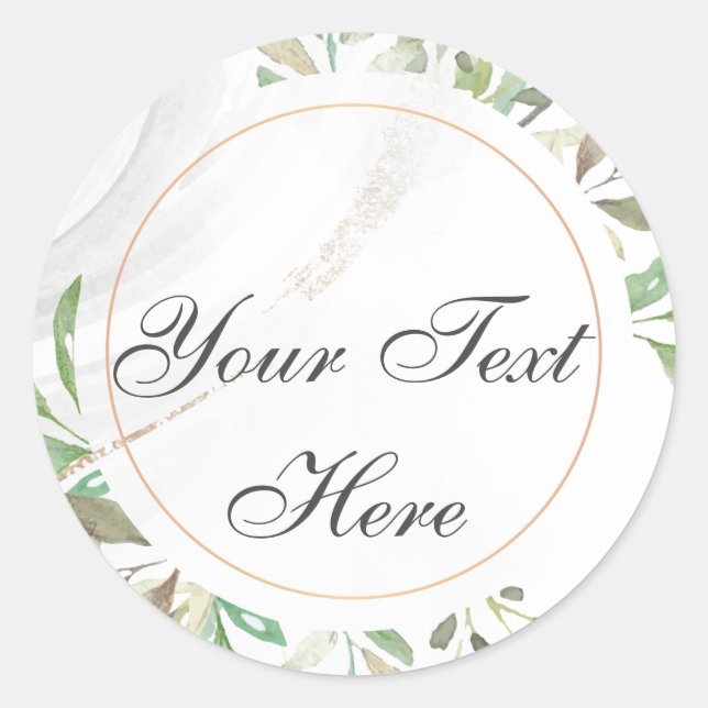 Aquarelle texte personnalisé Sticker rond classiqu (Devant)