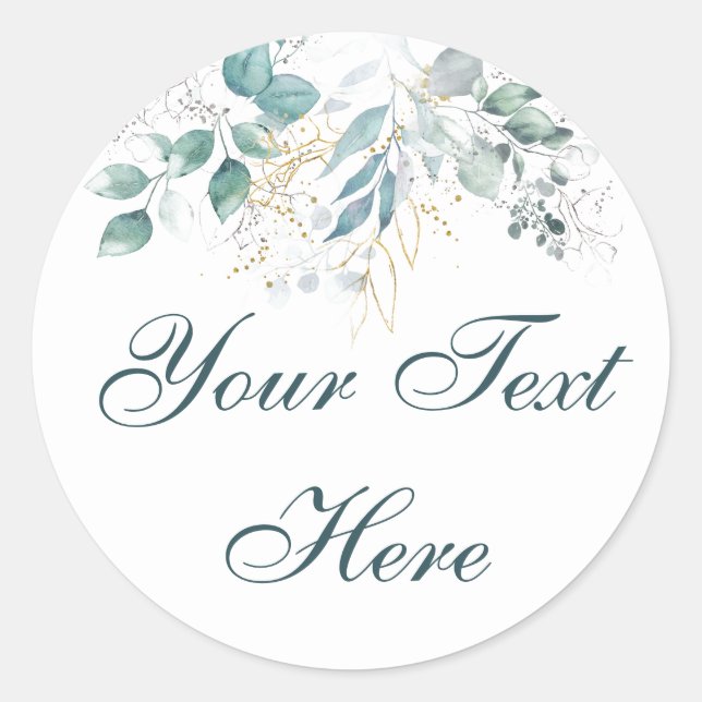 Aquarelle texte personnalisé Sticker rond classiqu (Devant)