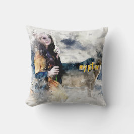 Aquarelle texturée Coussin monographique