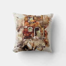 Aquarelle texturée Coussin monographique