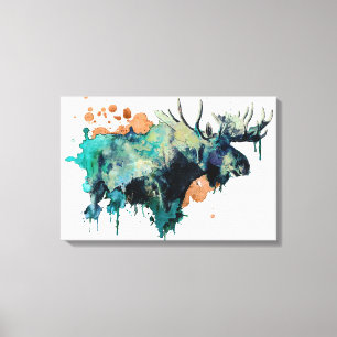 Aquarelle toile Moose Imprimer