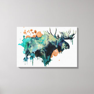 Aquarelle toile Moose Imprimer
