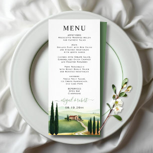 Aquarelle Toscane Italie paysage Carte menu mariag