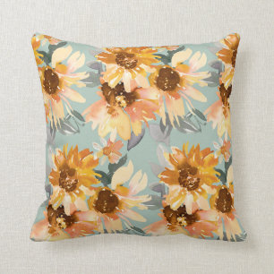 Aquarelle Tournesol Jeter Oreiller