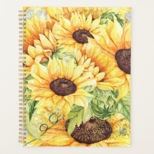 Aquarelle tournesols jaune verdure