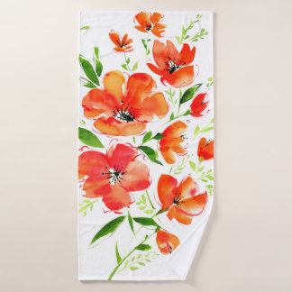 Aquarelle transparente motif oranges poppies fleur