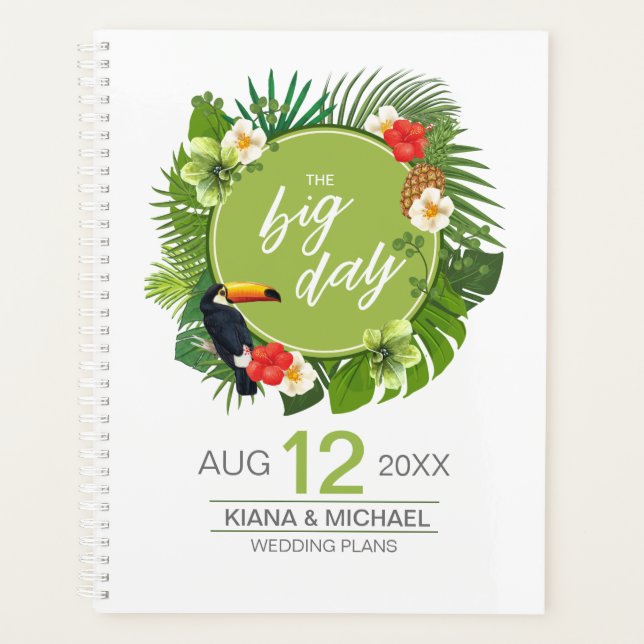 Aquarelle Tropical avec Mariage Toucan Green ID577 (Devant)