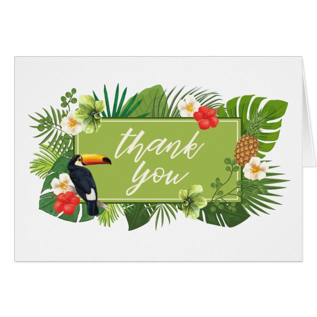 Aquarelle Tropical avec Merci Toucan Green ID577 (Devant Horizontal)