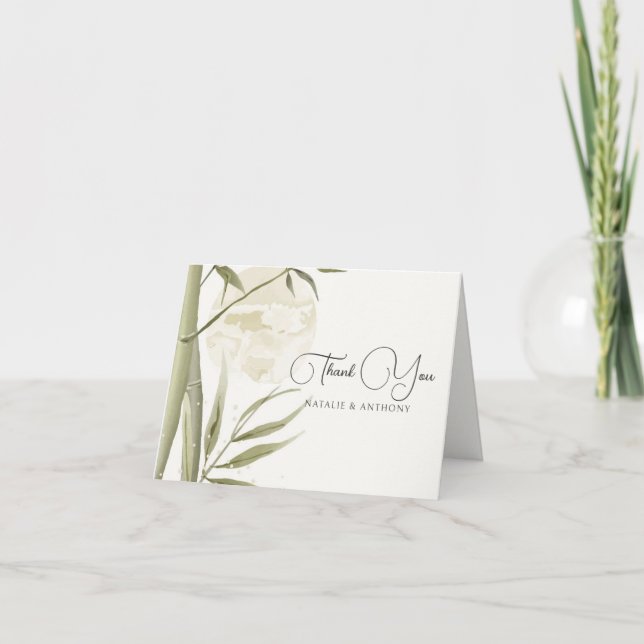 Aquarelle Tropical Bamboo Carte de remerciements (Devant)